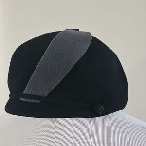 Misa Harada Wool Felt Hat Barneys New York Black and Gray Hat, One Size, New!